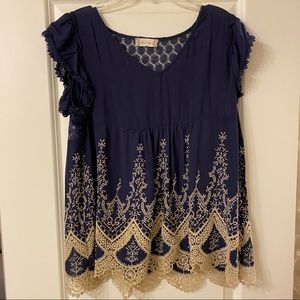 Blue top with lace